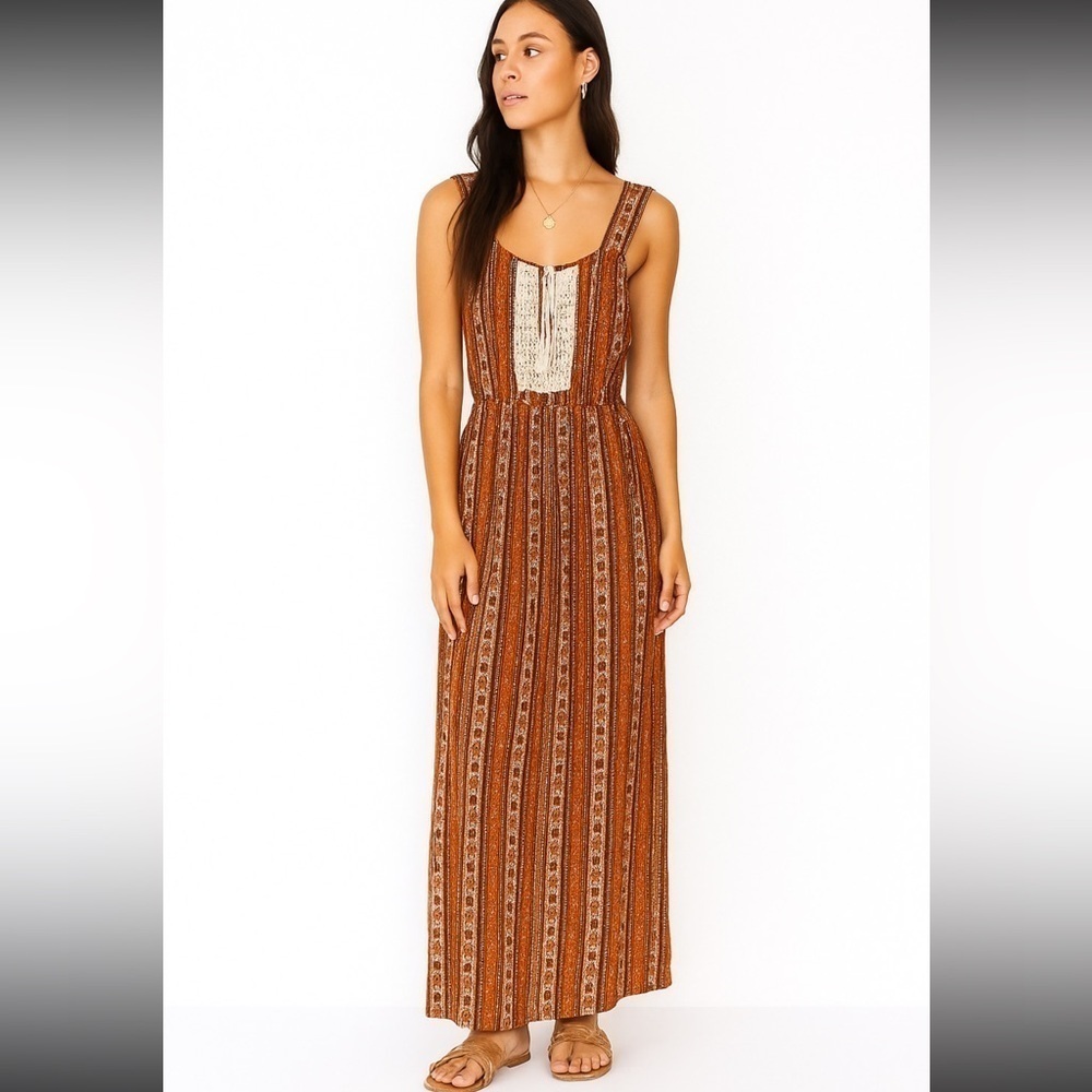 DR2 paisley tribal boho maxi dress stripped XS cottagecore beach resort